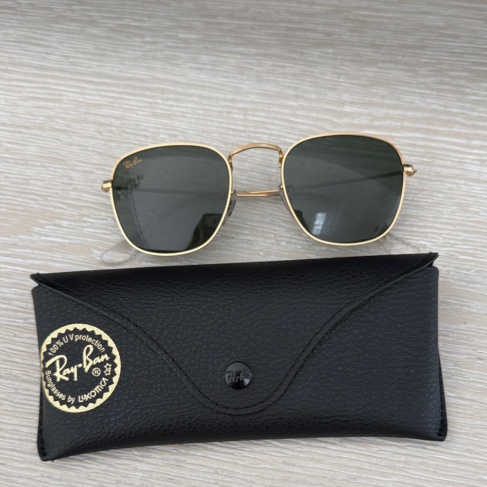 Ray-Ban Gold Frame Sunglasses with Black Lenses